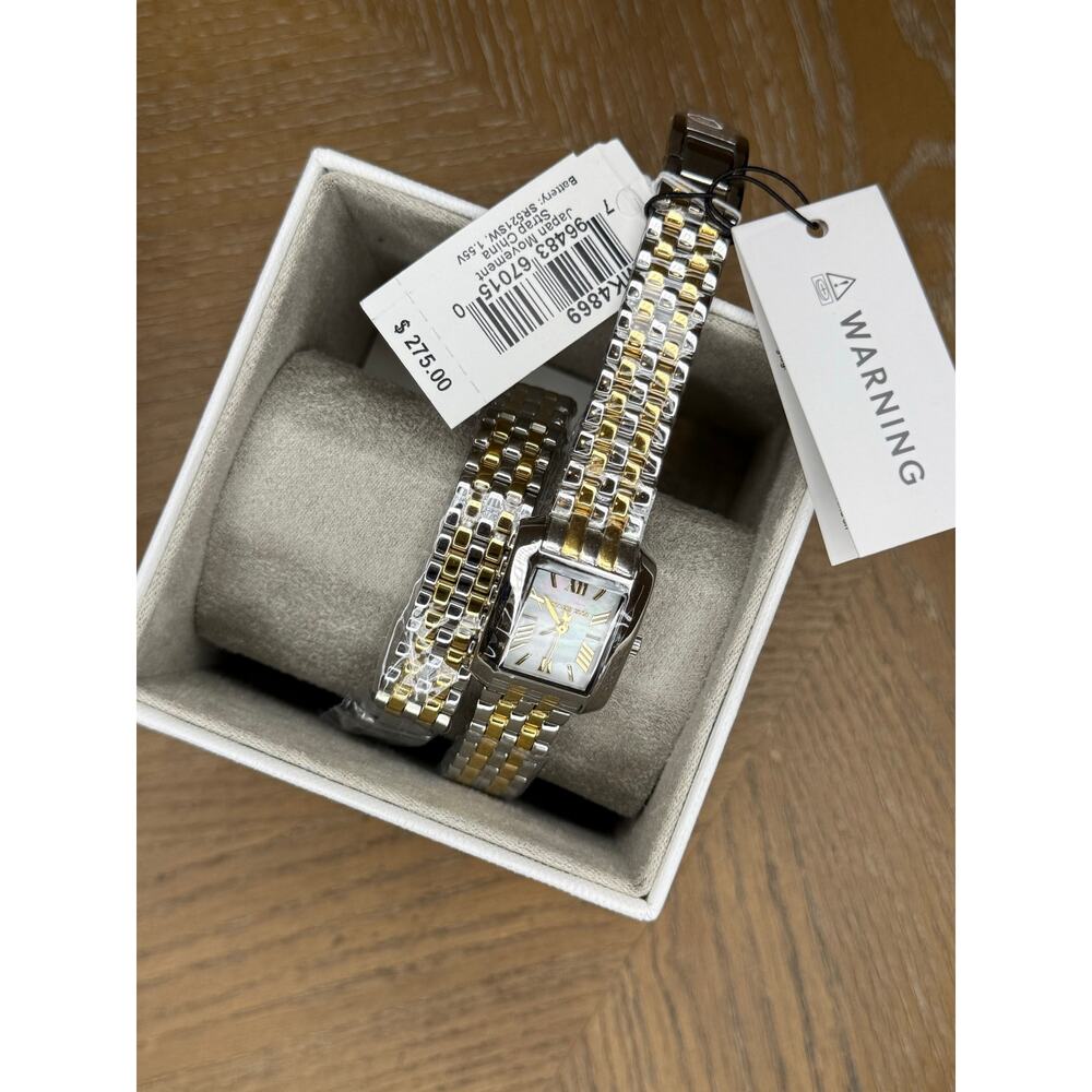 Michael Kors Emery Double Wrap Watch Two Tone Mother of Pearl MK Womens 22mm New - Picture 6 of 6